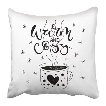 ARTJIA Warm and Cosy Handlettering with of Enameled Cup with Hot Tea Housewarming Done in Black and  | Walmart (US)