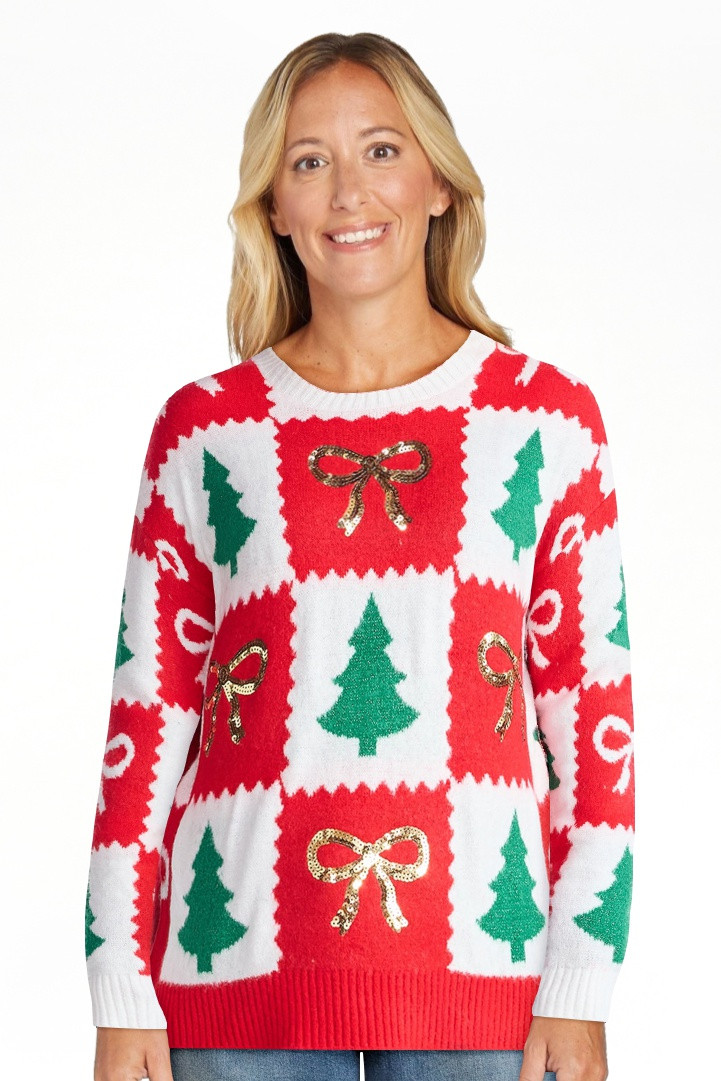 Holiday Time Women's Embellished Pullover Christmas Sweater, Midweight, Sizes XXS-XXXL | Walmart (US)