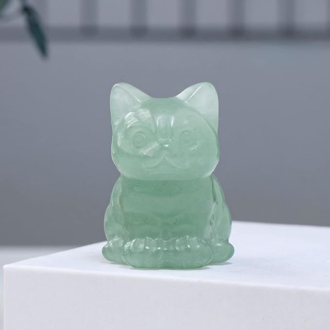 1.2" Mini Gemstone Carved Crystal Cat Statue,Healing Quartz Sleeping Cat Figurine Home Decoration... | Amazon (US)