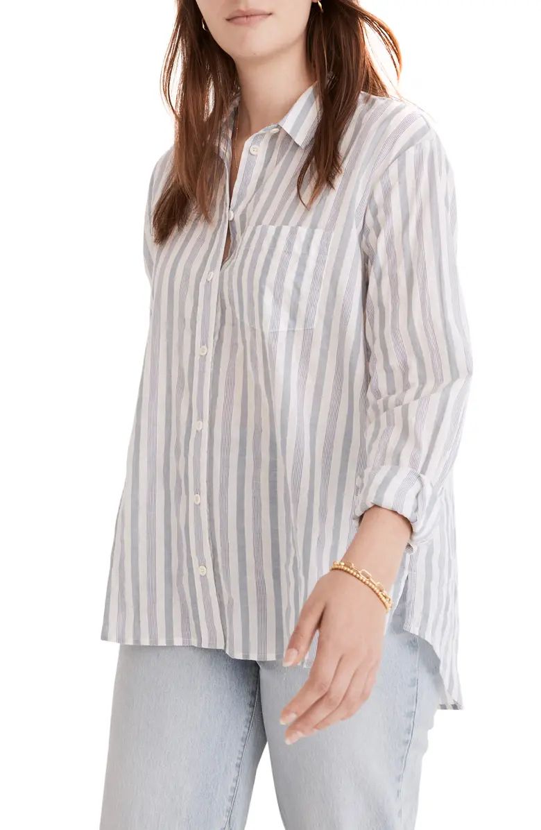 Ex-Boyfriend Oversize High-Low Stretch Cotton Button-Up Shirt | Nordstrom