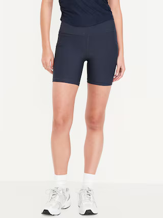High-Waisted PowerSoft Pocket Biker Shorts -- 6-inch inseam | Old Navy (US)