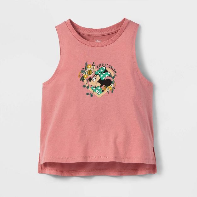 Girls' Disney Minnie Mouse Earth Tank Top - Pink | Target