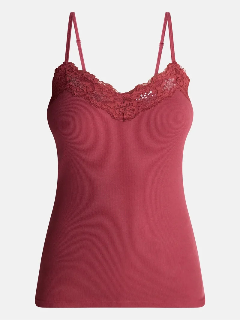 No Boundaries Sequin Lace Trim Cami Top, Women's XXS-XXL | Walmart (US)