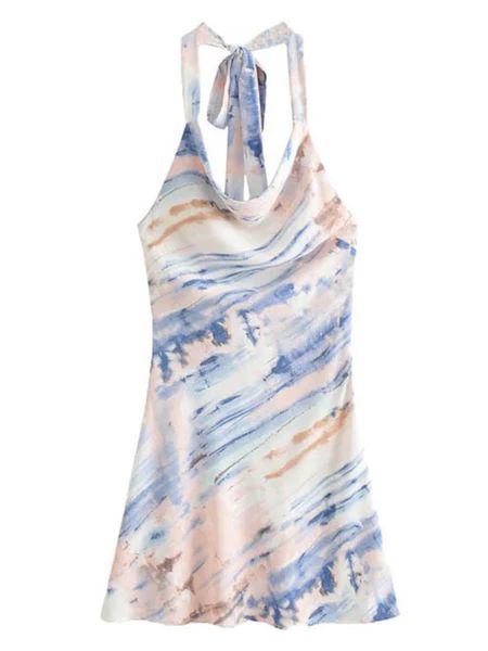 'Maddy' Tied Neck Marble Print Dress | Goodnight Macaroon