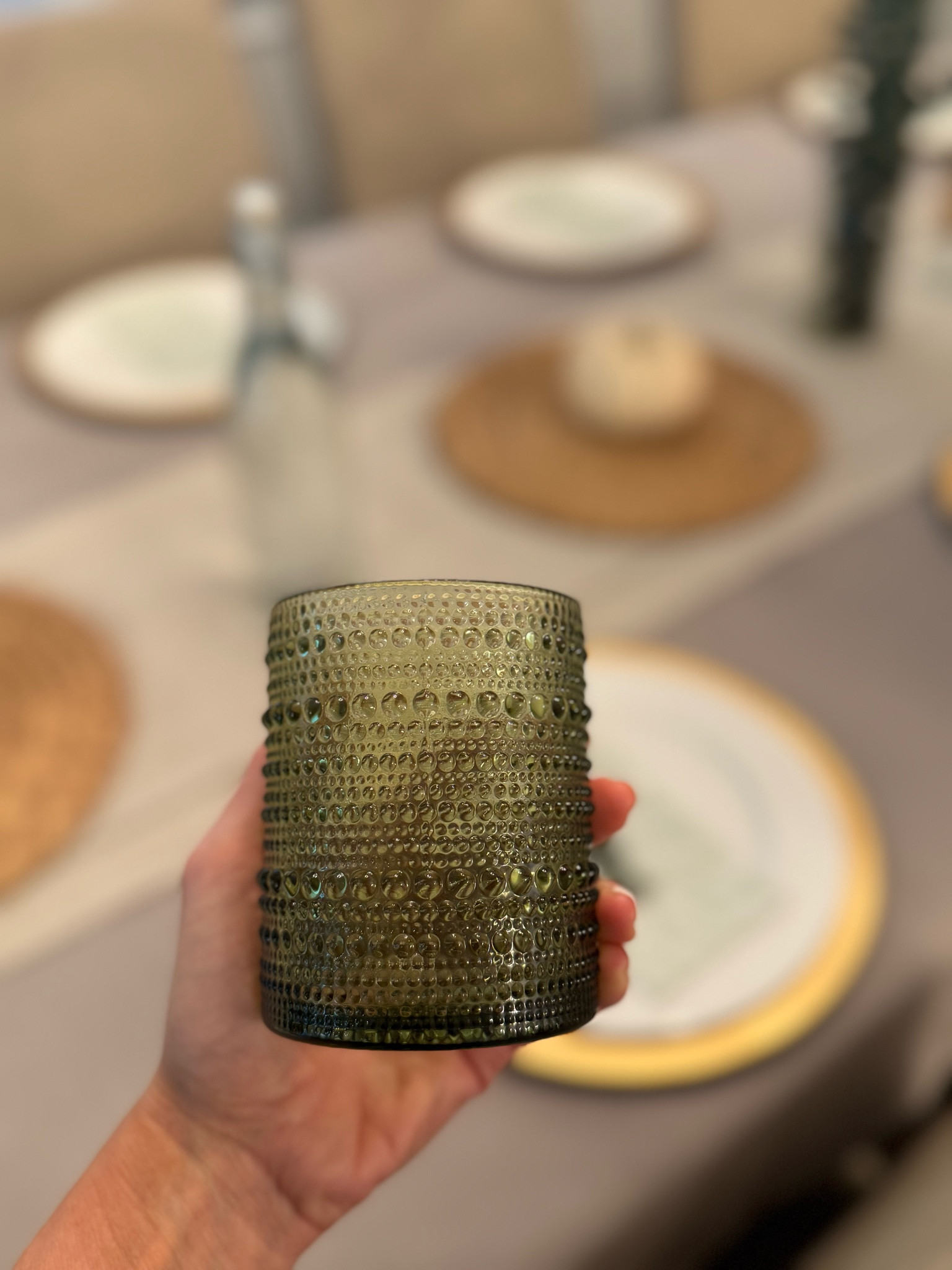 Prettiest green hobnail drinking glasses. Linked other recent dining purchases.

#LTKCyberWeek #LTKSeasonal #LTKHome