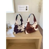 Cow Print Hobo Bag - Vegan Leather Tote in Purple & Brown Unique Boho Chic Handbag, Spacious Fall Fashion Tote, Eco-Friendly Design | Etsy (US)