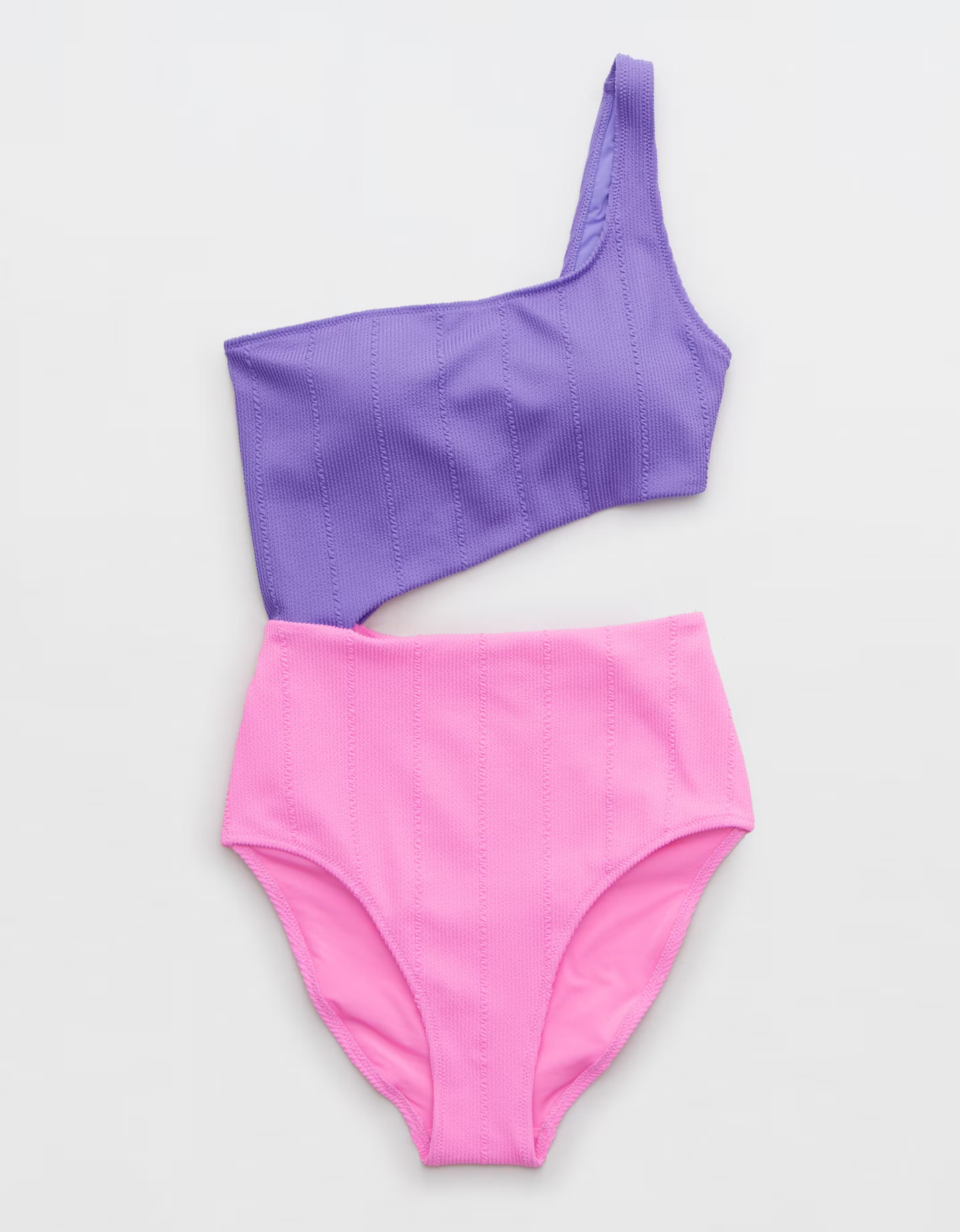 Aerie Crinkle Asymmetrical Cut Out One Piece Swimsuit | American Eagle Outfitters (US & CA)