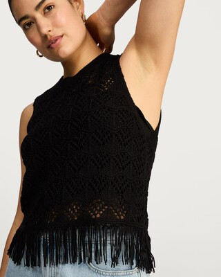 F&F Knitted Fringe Sleeveless Top in Black | Tesco F&F