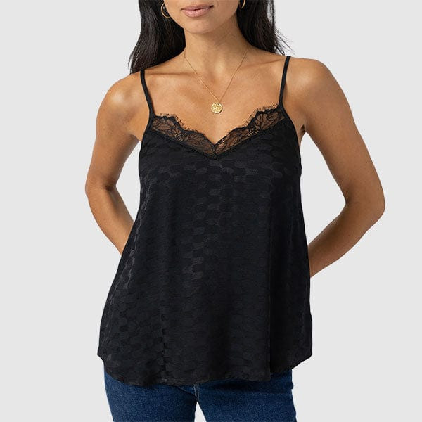 Harper Lace Cami - Black Jacquard | Saint + Sofia