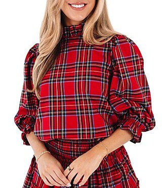 J.Marie Hollin Woven 34 Sleeve Plaid Top - M | Dillard's