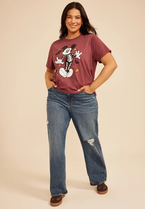 Maurices Plus Size Women's Mickey Mouse Skeleton Vintage Fit Graphic Tee | Maurices