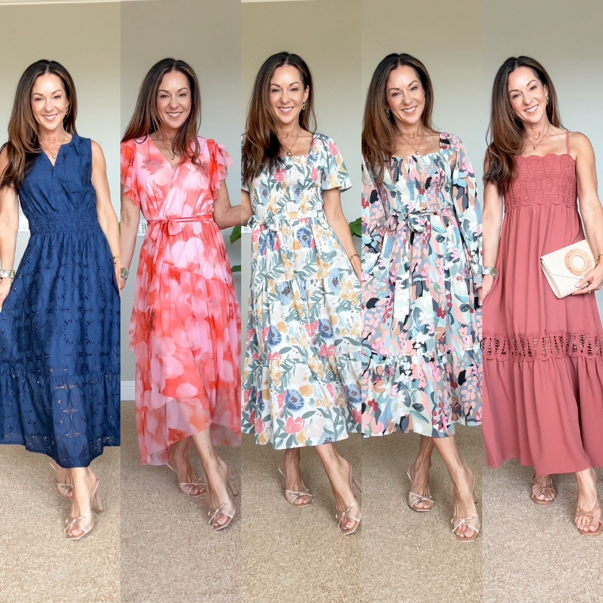 Spring & summer Dresses for special occasions, Easter, Baby Shower, Mother's Day, Graduation, baby shower, wedding, neutral heels, strapless bra. For ref: I'm 5'1", 107lbs wearing the smallest size in all

#LTKMothersDay #LTKootd #LTKSeasonal