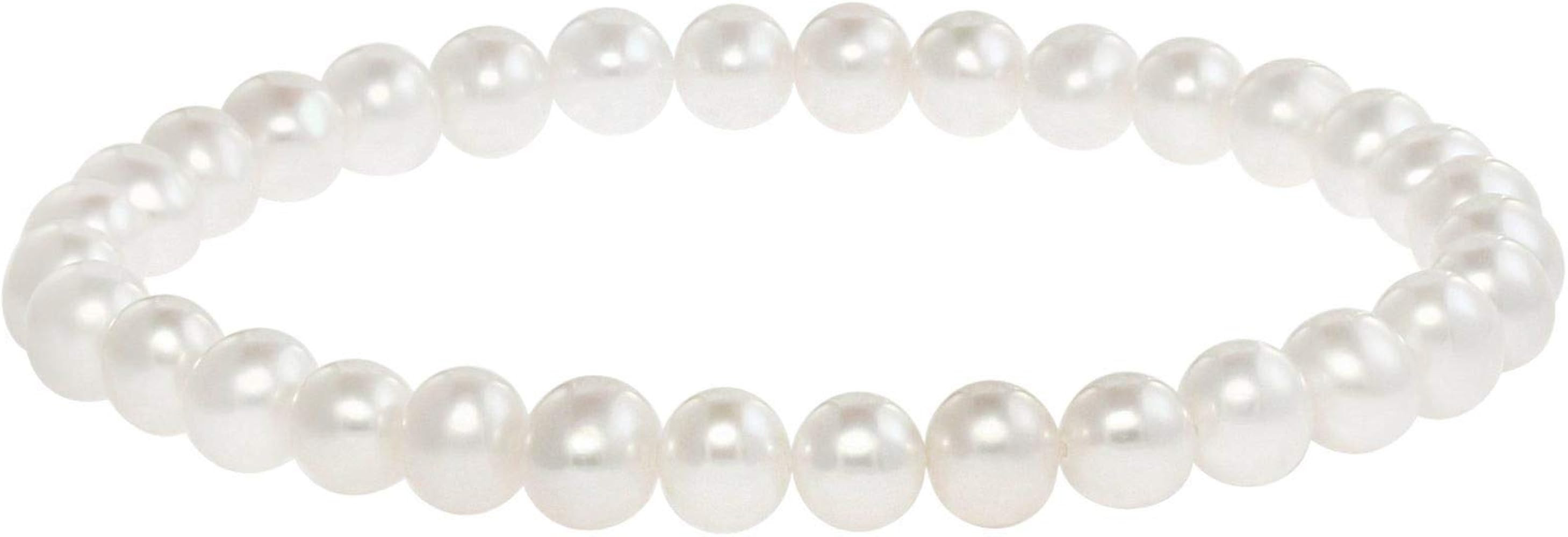 Freshwater Cultured Pearls White, Pink, Peach or Gray 7'' Classic Stretch Strand Pearls Bracelet ... | Amazon (US)