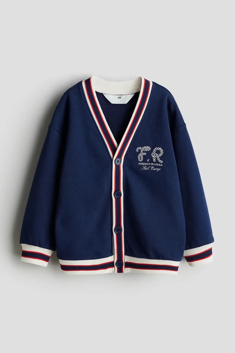 Sweatshirt Cardigan with Embroidered Motif | H&M (US + CA)