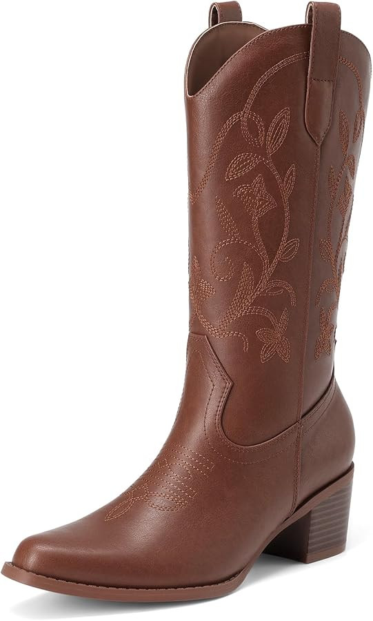 DREAM PAIRS Women's Western Mid Calf Boots Cowboy | Amazon (US)