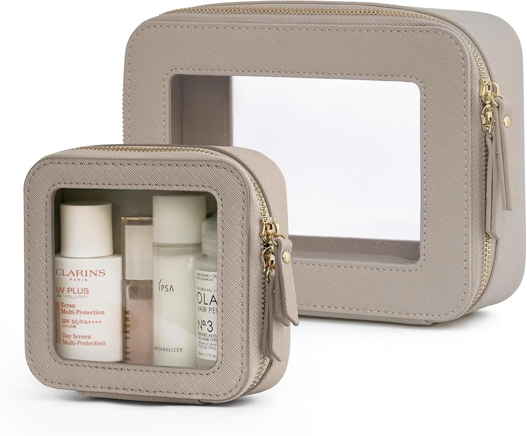 Popvibe Clear Makeup Bag Travel Cosmetic Case Transparent Toiletry Bag with Zipper, Portable Make... | Amazon (US)