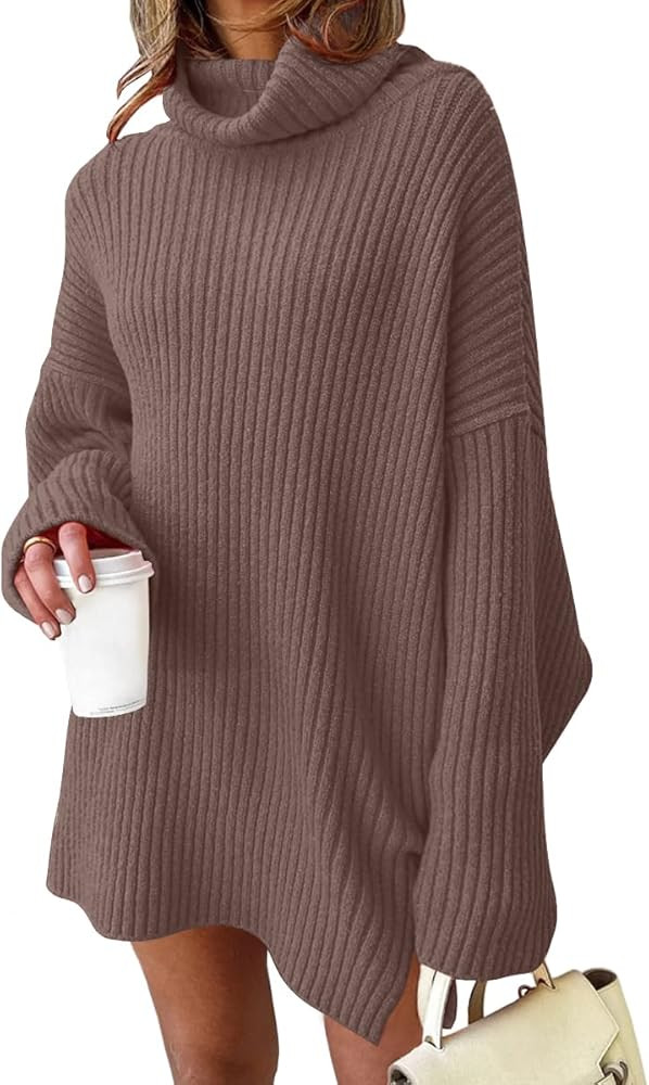 LILLUSORY Womens Turtleneck Oversized Long Sweater Dress 2025 Plus Size Tunic Pullover Knit Winte... | Amazon (US)