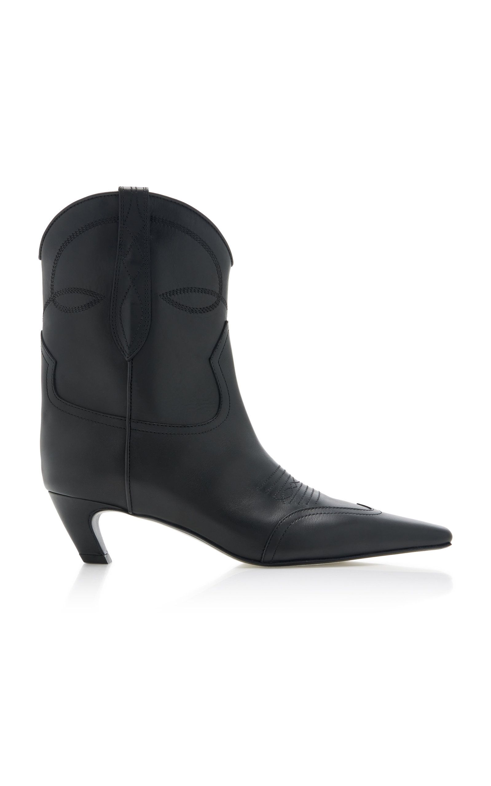Khaite - Dallas Leather Ankle Boots - Black - IT 36.5 - Moda Operandi | Moda Operandi (Global)