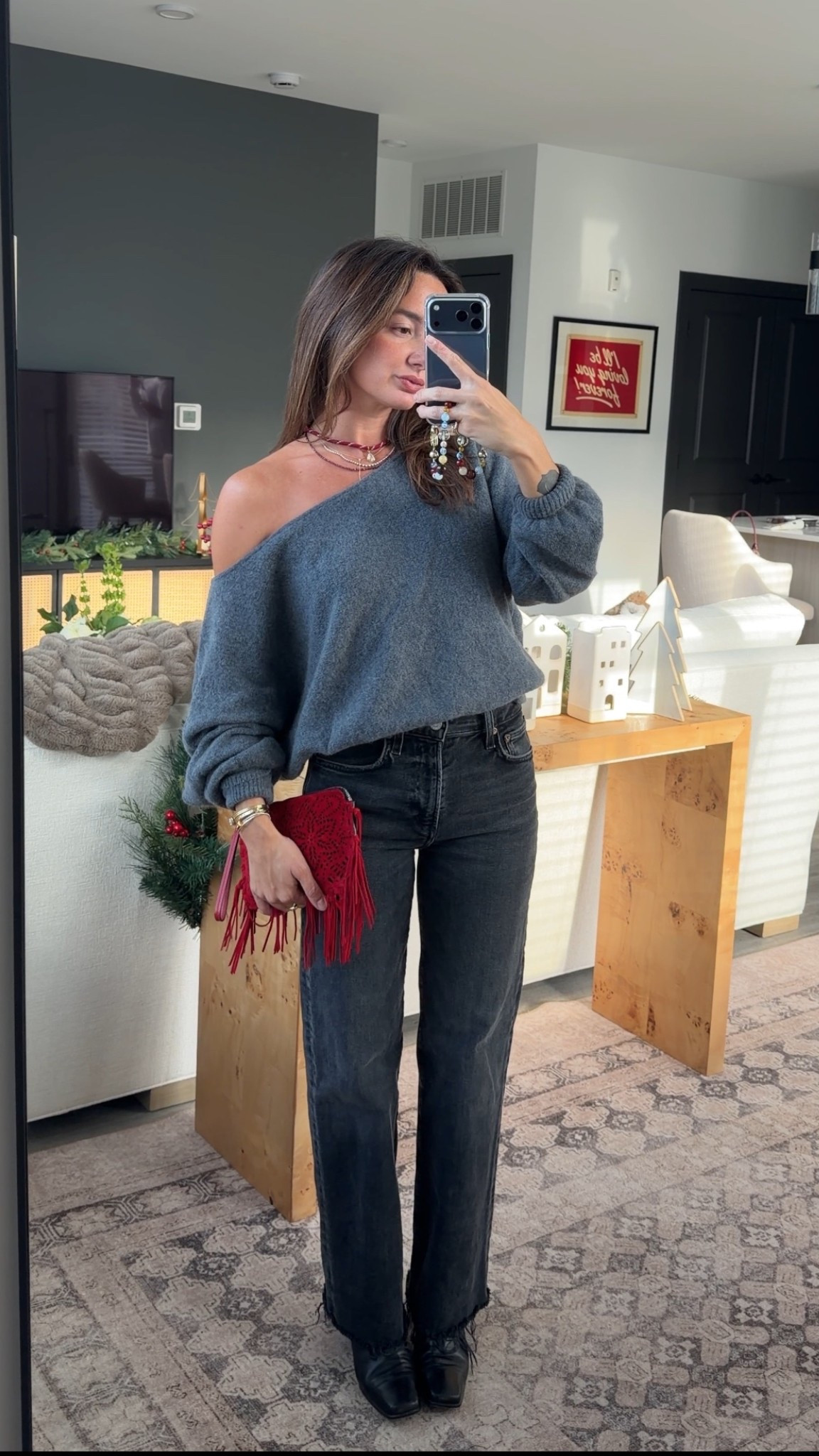 Small sweater and 23 jeans! Boots are my grandmas old Stuart Weitzmans!!!