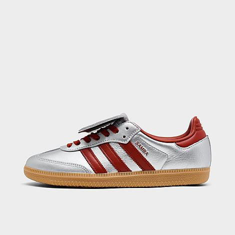 adidas Women's Originals Samba Long Tongue Casual Shoes in Silver Metallic/Preloved Ruby/Gum Size: 8.0 | JD Sports (US)