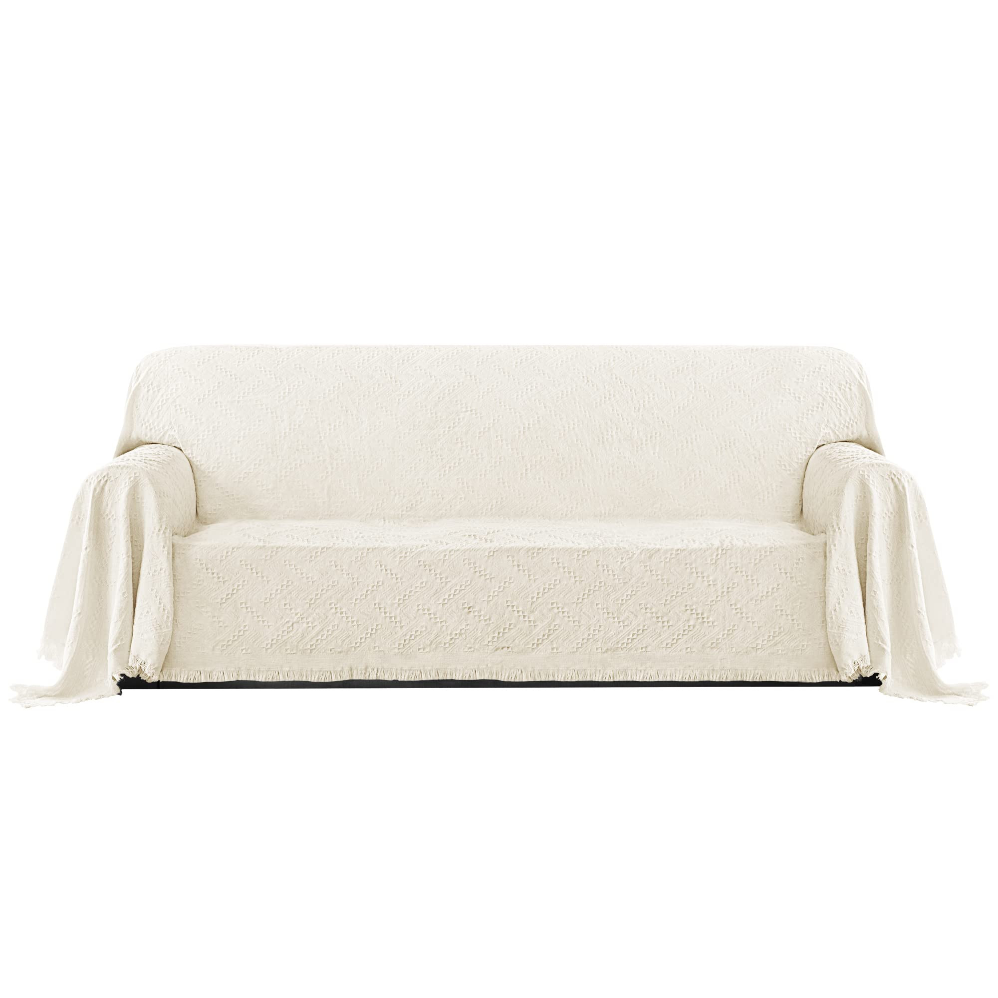 PureFit Geometric Jacquard Throw Sofa Cover - Textured Soft Washable Decorative Couch Covers for ... | Amazon (US)