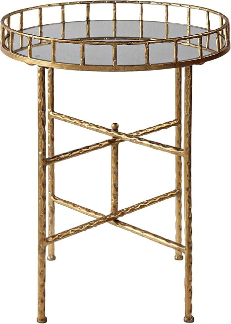 Tilly 19 1/2" Wide Mirrored Bright Gold Leaf Accent Table | Amazon (US)