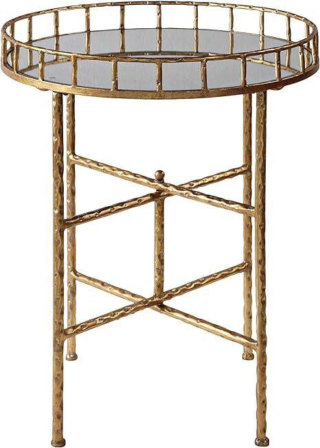 Tilly 19 1/2" Wide Mirrored Bright Gold Leaf Accent Table | Amazon (US)