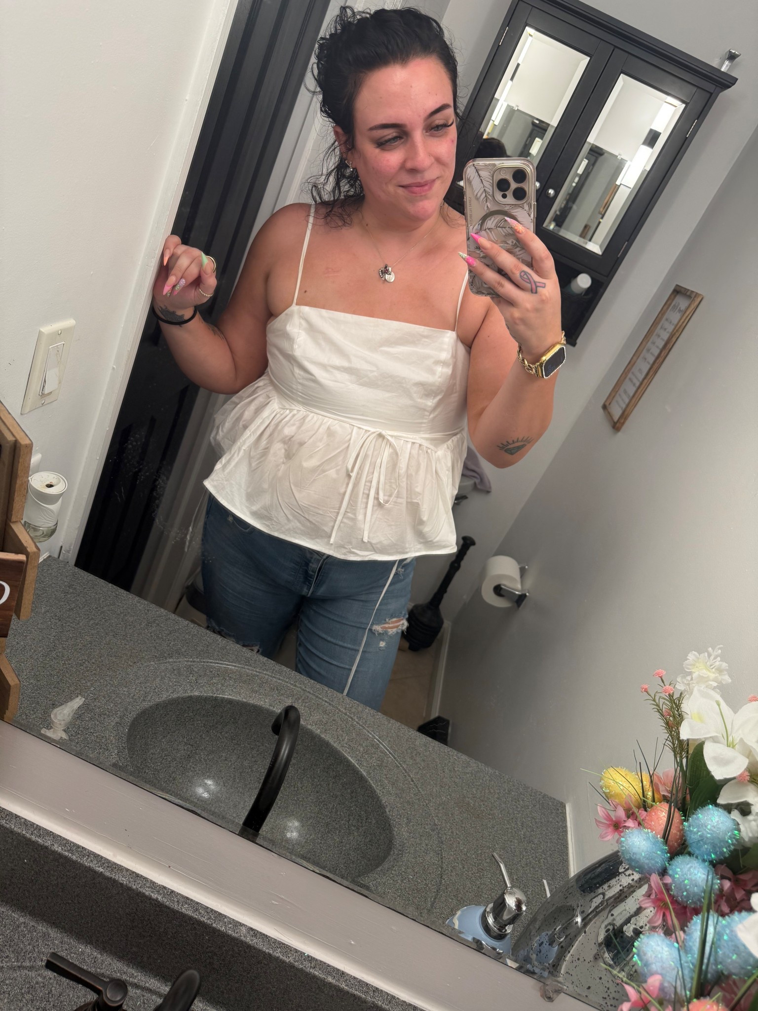 Perfect baby doll to paired with jeans for a cute summer outfit! And platform sandals really tied this together!

#LTKBeauty #LTKMidsize #LTKStyleTip