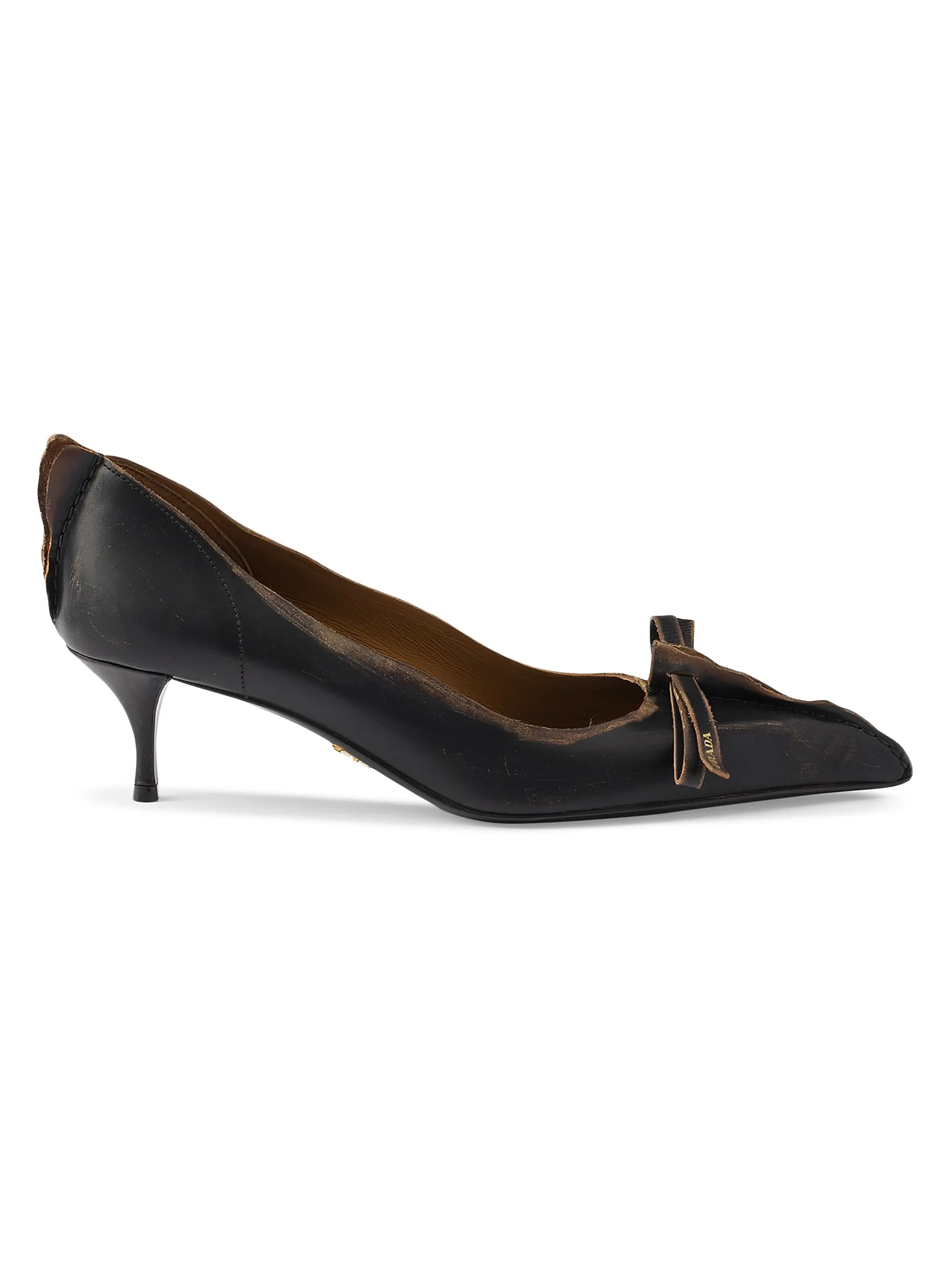 Prada Antiqued Leather Pumps | Saks Fifth Avenue | Saks Fifth Avenue