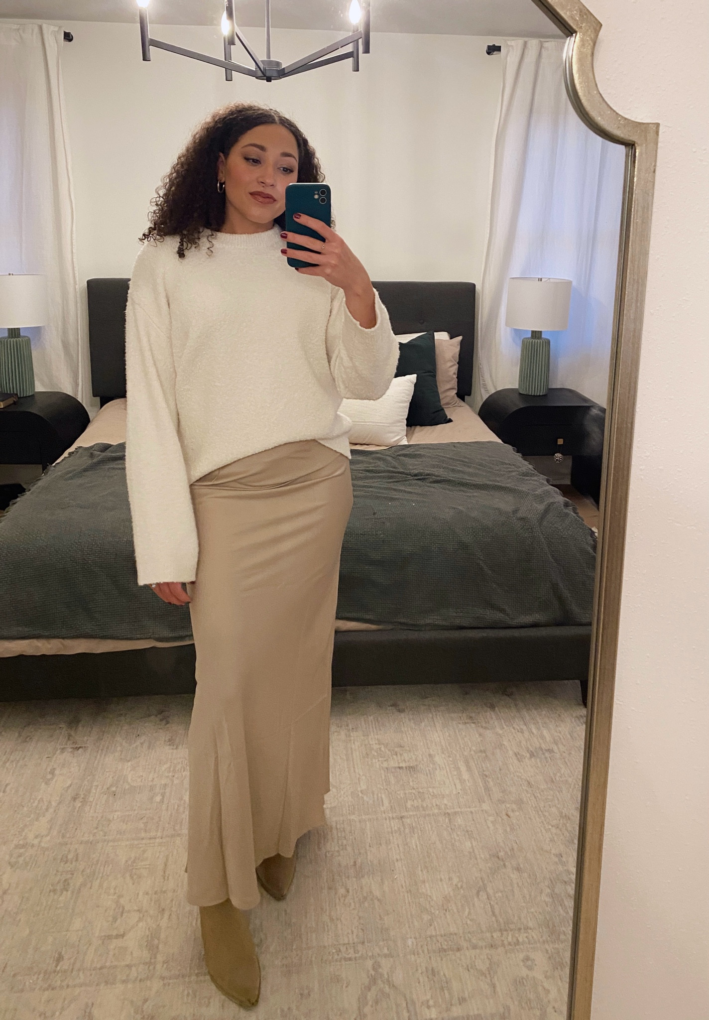 Neutral satin maxi skirt, cozy cream sweater and booties for family pictures! 🤍

#LTKStyleTip #LTKFindsUnder100 #LTKSeasonal