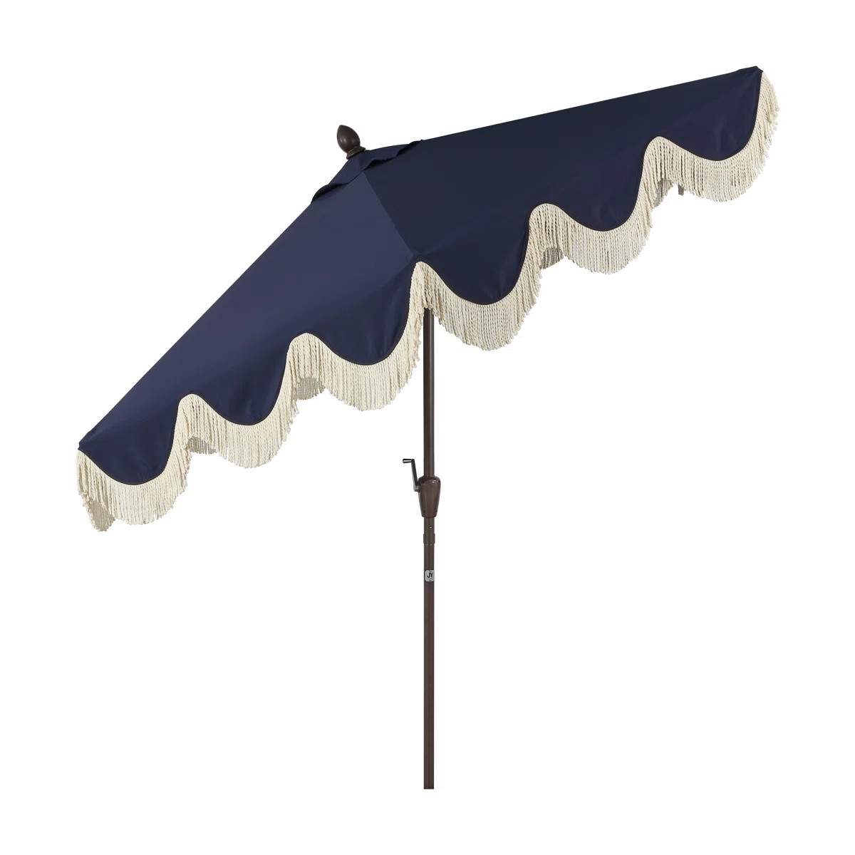 Teretha 9 ft. Classic Cottage Tassel Market Patio Umbrella with Auto-Tilt, Crank, and UV Protecti... | Wayfair North America
