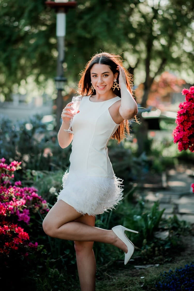 Alessandra White Feather Mini Dress | Confête