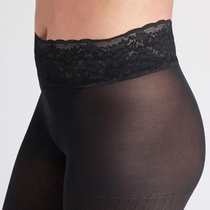 Black Ribbed Tights, Opaque With Comfortable Luxe Waistband | Hipstik Legwear