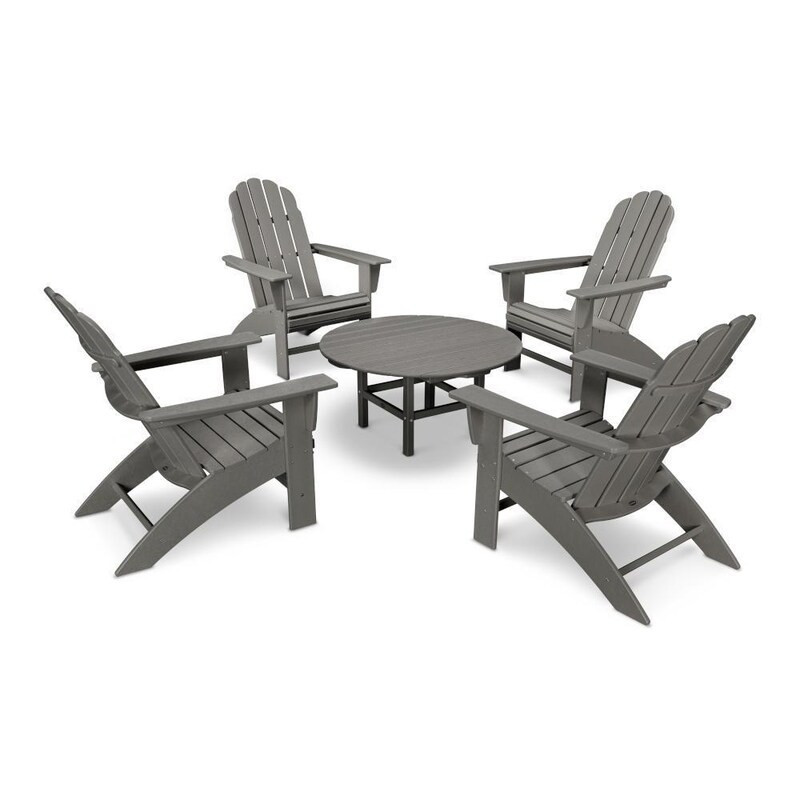 POLYWOOD Vineyard 5 Pc Recycled Plastic Oversized Adirondack Seating Set in Slate Gray by - PWS400-1-GY | BBQ Guys