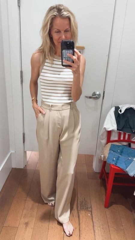 New Picks from Gap On Sale 🙌🏼

High waisted khaki pleated trousers. Not too long! Which we love. Love this striped cotton tank to go with. Tts. 



Outfit of the day
Pleated trousers
Khaki pleated pants


#LTKSeasonal #LTKover40 #LTKVideo