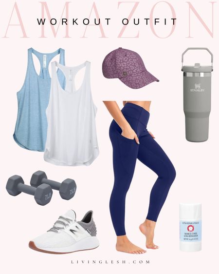 Amazon fashion | Amazon workout outfit | Atheisure | Gym outfit | Sneakers | Workout tank | Workout leggings | Stanley | Chapstick

#LTKActive #LTKshoecrush #LTKfitness