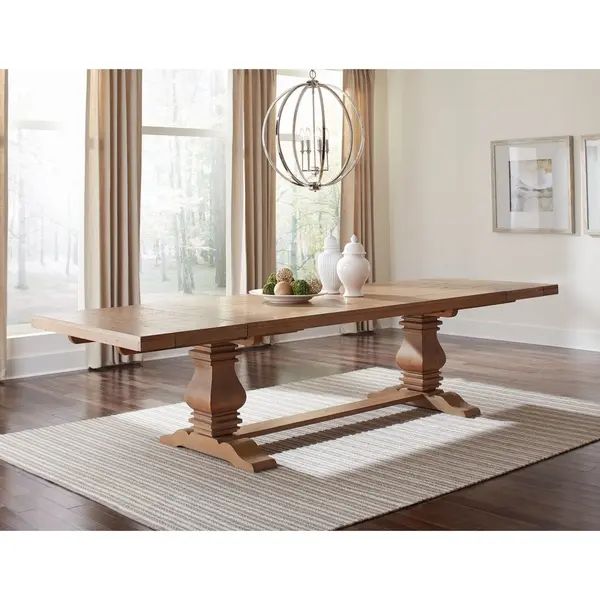 The Gray Barn Morning Lark Rectangular Brown Pedestal Dining Table - 42" x 30.75" x 126.25" - Ove... | Bed Bath & Beyond