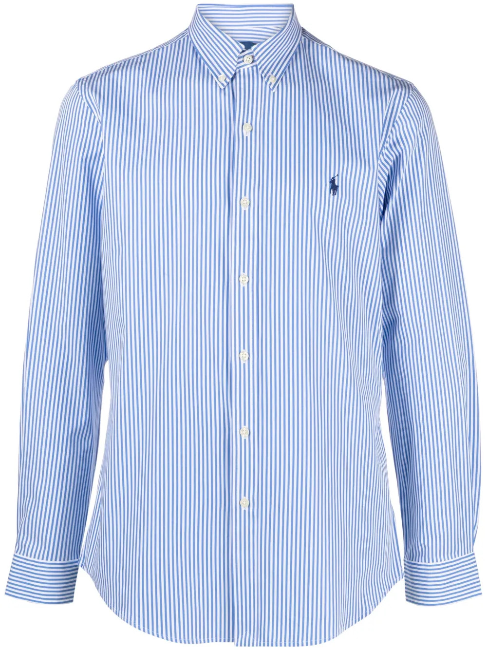 Polo Ralph Lauren striped logo-embroidered shirt - Blue | Farfetch Global