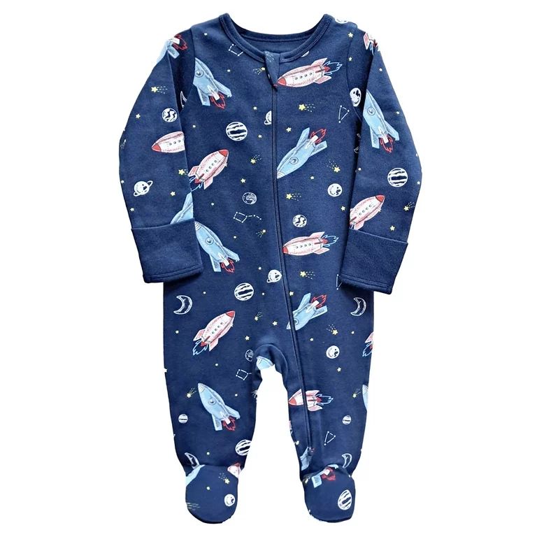 Wonder Nation Unisex Baby Zip Front Sleep N Play Pajamas, Preemie-6/9 Months | Walmart (US)