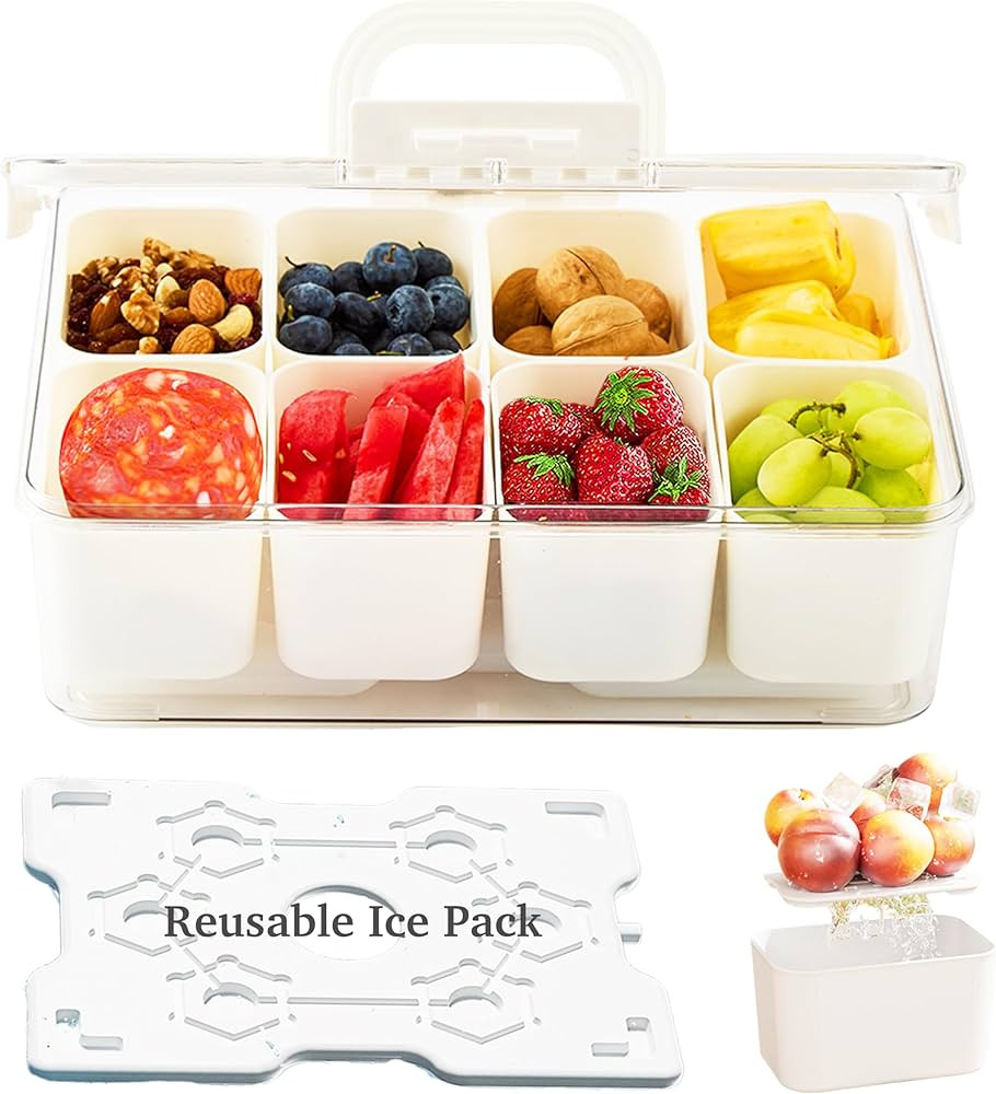 Portable Snackle Box Container with Ice Pack, Cooling Travel Charcuterie Box with Lid, Snack Cool... | Amazon (US)