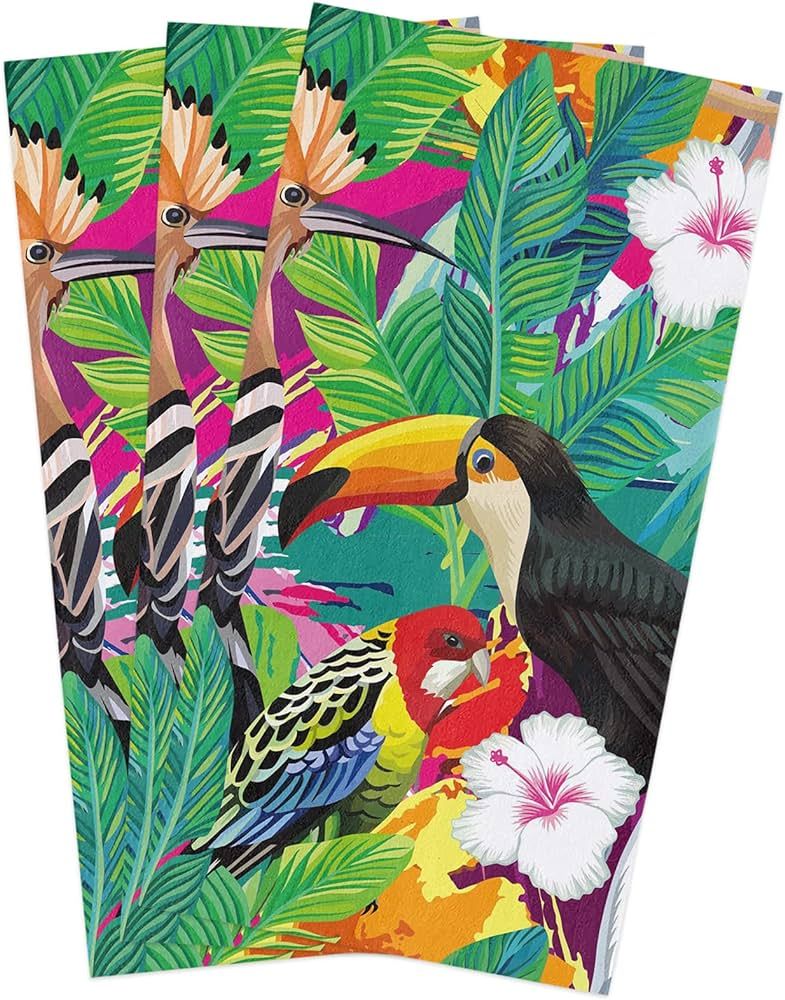 Big buy store Parrot Tropical Plants Kitchen Dish Towels Set of 3, Soft Lightweight Microfiber Ab... | Amazon (US)