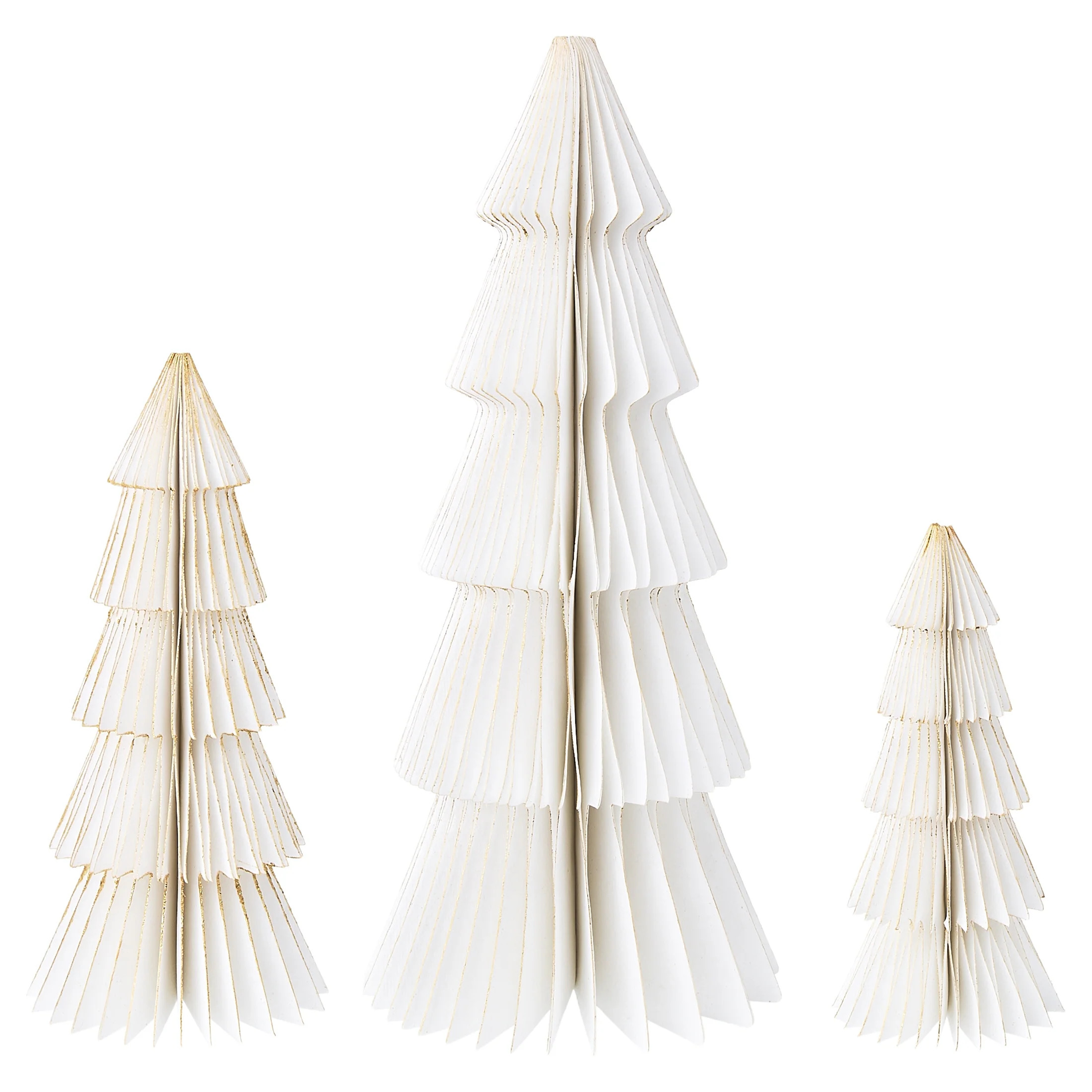 Paper Christmas Tree Tabletop Decorations, White, 3 Count, by Holiday Time | Walmart (US)