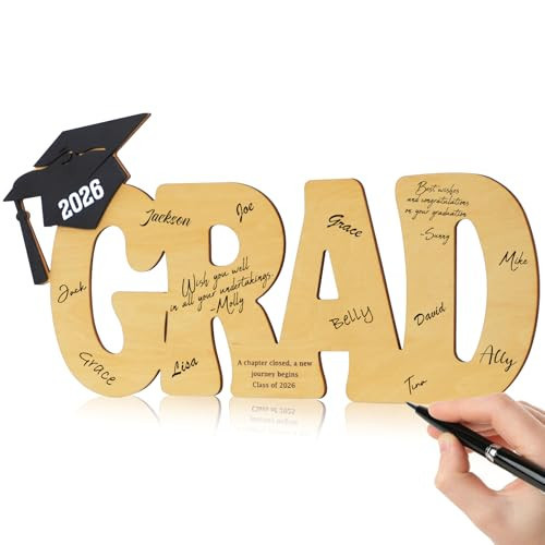 DAZONGE Graduation Decorations 2026, Wood Graduation Signature Sign, Rustic Grad Signature Board with Grad Cap, 2026 Graduation Party Decorations for High School, College | Amazon (US)