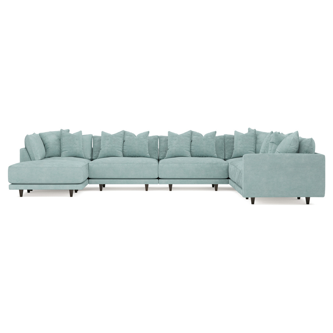 Toulouse French Blue Modular 7-Piece Corner Sectional With Ottoman - Left End - 166 | Kathy Kuo Home