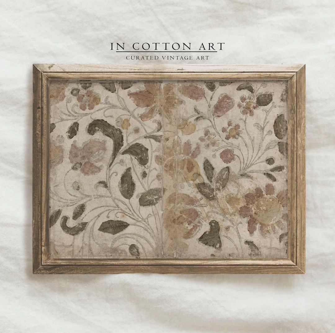 Nursery Botanical Print Digital Download / Neutral Floral Painting PRINTABLE / Vintage Flower Pat... | Etsy (US)