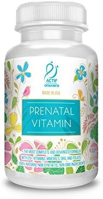 Actif Organic Prenatal Vitamin with 25+ Organic Vitamins, 100% Natural, DHA, EPA, Omega 3, and Or... | Amazon (US)