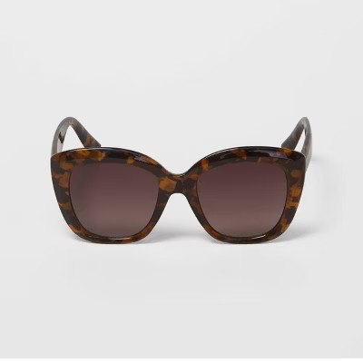 Women's Large Butterfly Cateye Plastic Sunglasses - A New Day™ Brown | Target