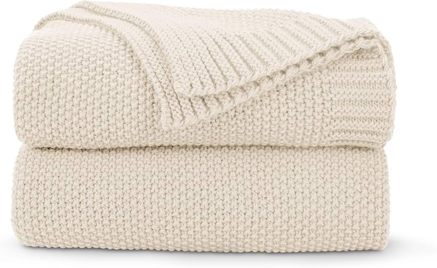 CozeCube Beige Throw Blanket for Couch, Soft Cozy Cable Knit Throw Blanket for Bed Sofa Living Ro... | Amazon (US)