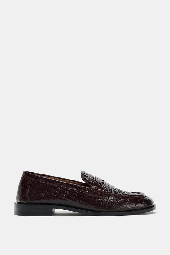 EMBOSSED LEATHER LOAFERS | Zara US