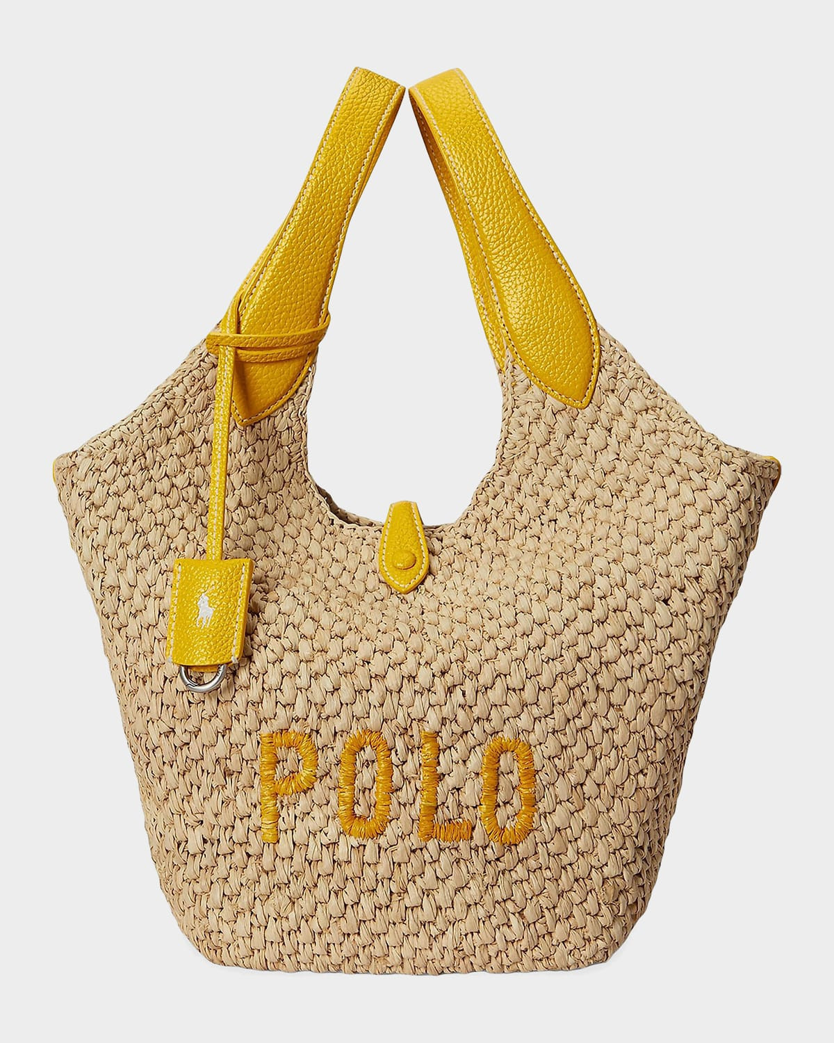 Polo Play Leather-Trim Raffia Tote Bag | Neiman Marcus